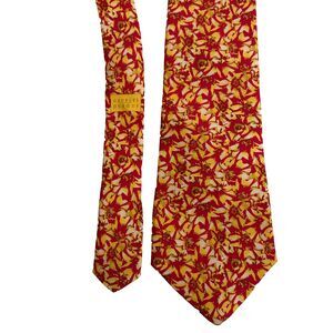 Andre Claude Canoya Georges Dubeuf Neck Tie Red Yellow Floral Silk